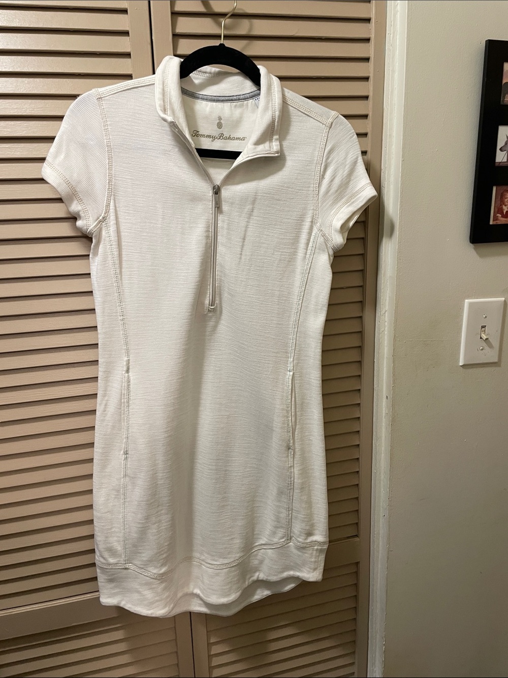 Tommy Bahama White Short-Sleeve Zip-Up Polo mini Dress